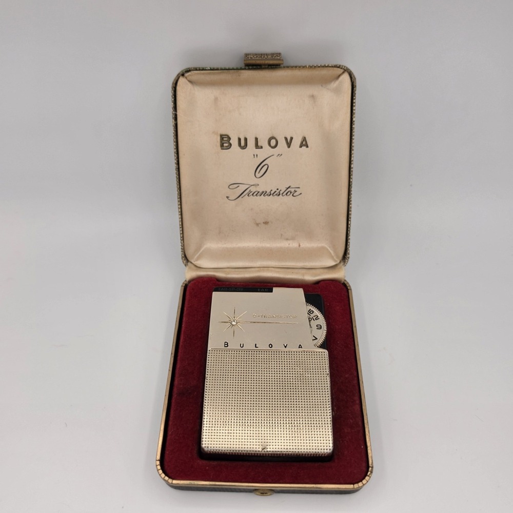 Bulova  Vintage 6 Transistor AM Pocket Radio Untested With Case READ